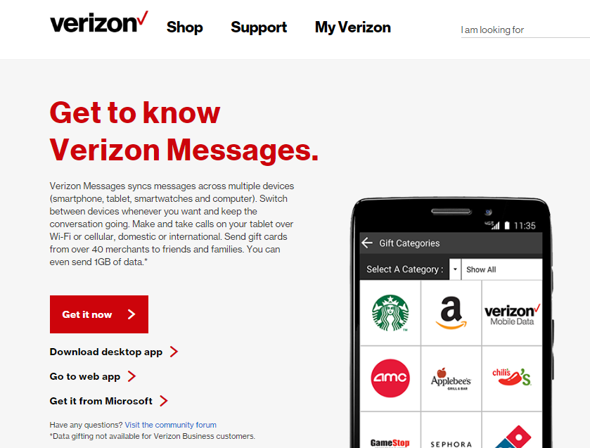 request text messages from verizon