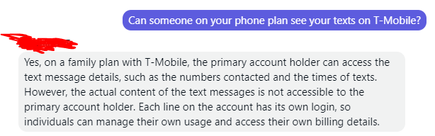 can the account holder read text messages