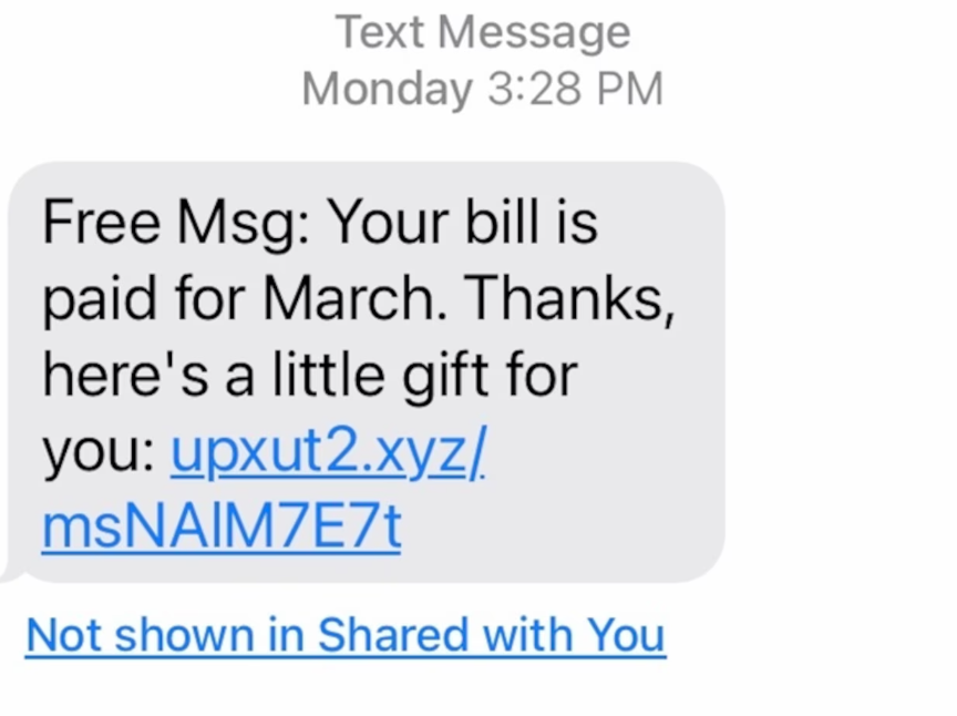 does text free show on phone bill